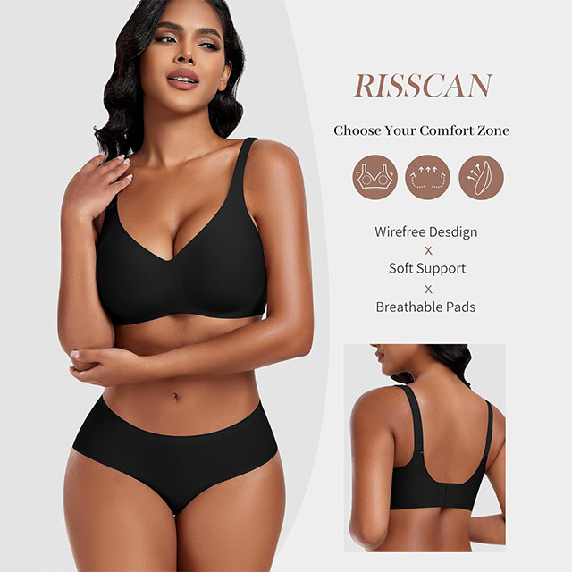 C&oacute;modo sujetador de nailon sin costuras con cuello en V cl&aacute;sico para mujer con correa cruzada